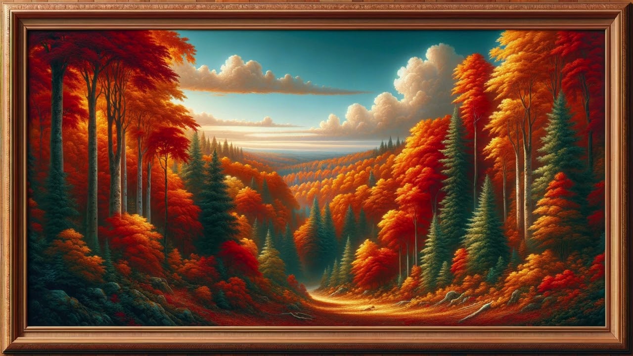 TV Wallpaper | Autumn's Embrace: A Journey Through the Amber Forest #framedart #wallpaper #art