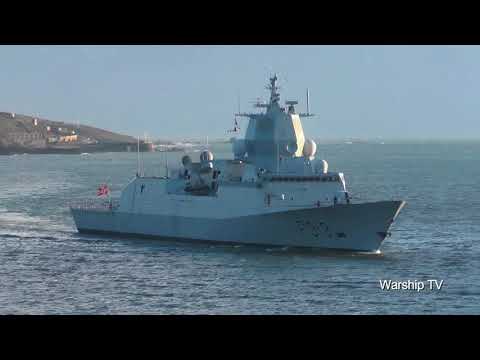 ROYAL NORWEGIAN NAVY HNoMS HELGE INGSTAD F313 ENTERS DEVONPORT AT PLYMOUTH HOE - 25th Jan 2018