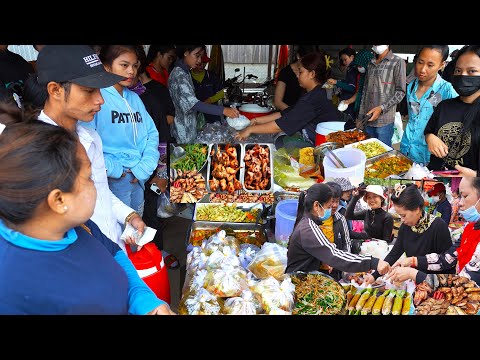 Factory workers street food, lunch & breakfast street food within $1, Khmer street food