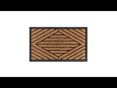 Gestreifte Fußmatte Gummi & Kokos Beige - Schwarz - Naturfaser - Kunststoff - 75 x 3 x 45 cm