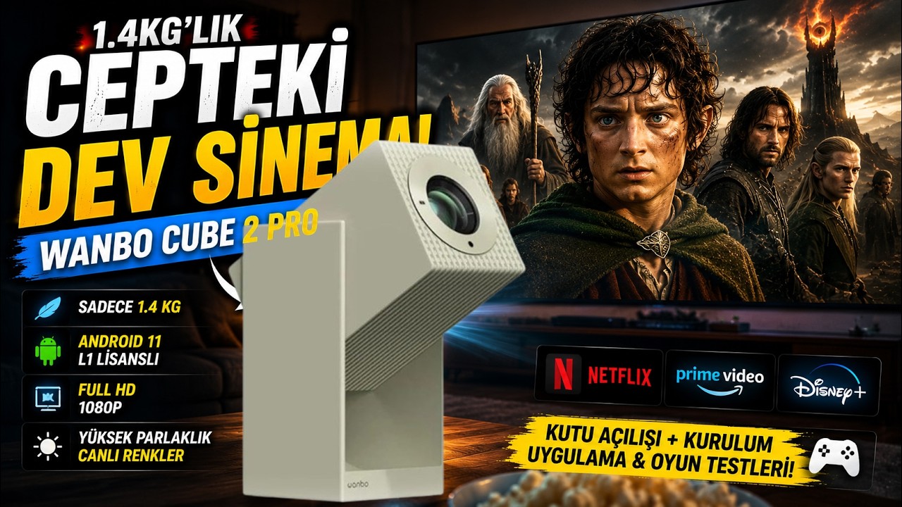 Sadece 1.4Kg! Wanbo Cube 2 Pro Full HD + Androd 11'li Projeksiyon Testi