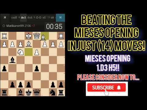 The Powerful Defense in Chess! (1...h5) against Mieses Opening
