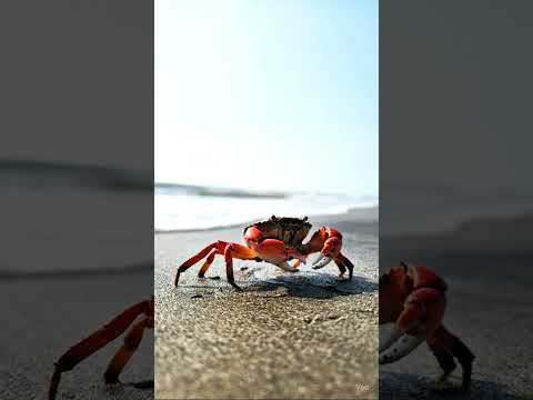 This Crab Owns The Beach! 💪 Red Claw Moment #shorts #viral #trending #foryou #crab #oceanlife #beach