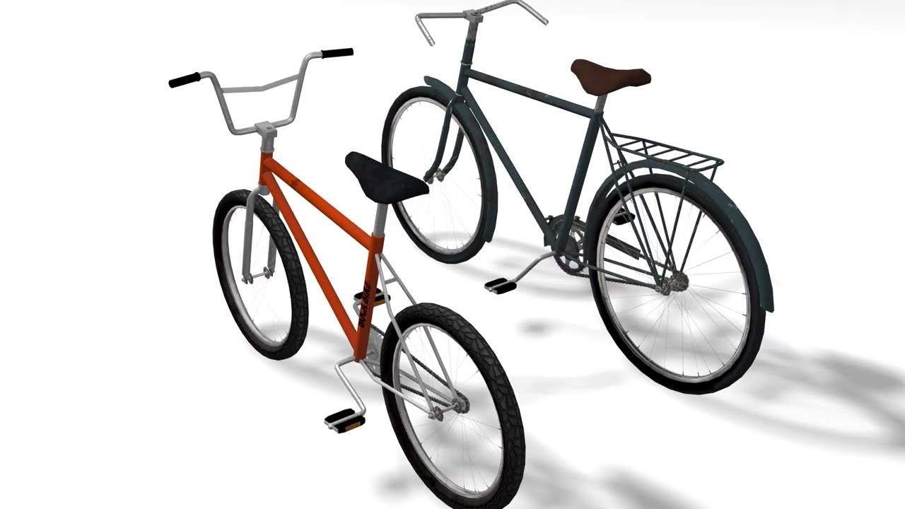 Two low poly bikes 3D Model