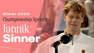 Tennis Channel Jannik Sinner Championship Speech – 2026 Miami – Post‑Match Interview