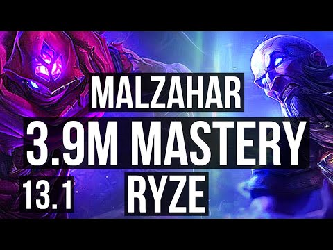 MALZAHAR vs RYZE (MID) | 3.9M mastery, 5/2/11, 600+ games | EUW Master | 13.1