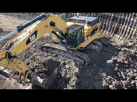 Caterpillar 374D Excavator Working On Mines, Loading Overburden On 4 Axle Trucks - Interkat SA