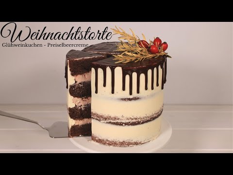 🌟Weihnachtstorte half-naked🌟| Schokoladen-Glühweinkuchen mit Preiselbeercreme | christmas cake