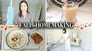 Fall Homemaking 🍁 Deep Cleaning, Pumpkin Chia Pudding, Cozy Cream of Rice Breakfast