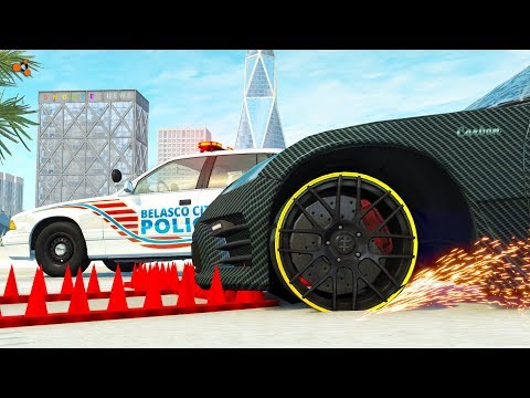 Beamng drive - Police Spike Strip Crashes #3