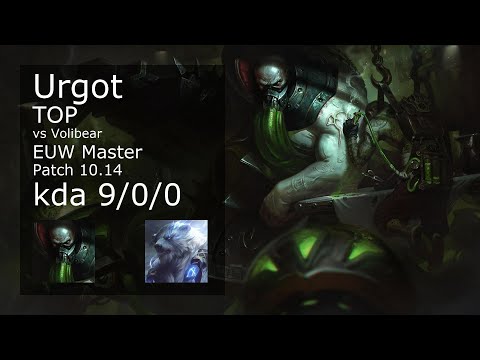 Urgot Top vs Volibear - EUW Master 9/0/0 Patch 10.14 Gameplay