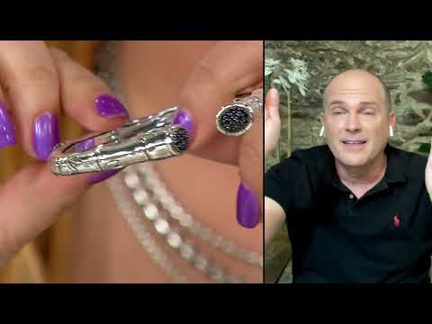 JAI Sterling Silver Bamboo Gemstone Pave Cuff on QVC