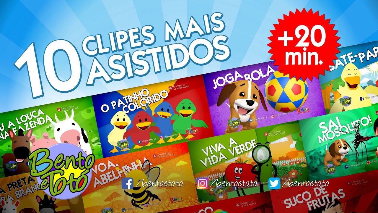 COLETÂNEA: Os 10 Clipes mais Assistidos de Bento e Totó - Patinho Colorido e +9 (Desenho Infantil)