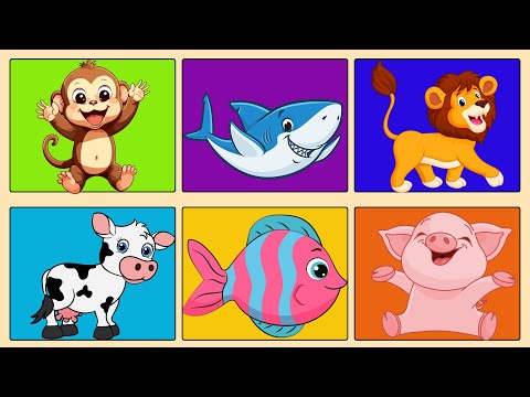 Aprenda os Nomes dos Animais e Seus Sons: Fazenda, Floresta e Mar! | Animais para crianças!