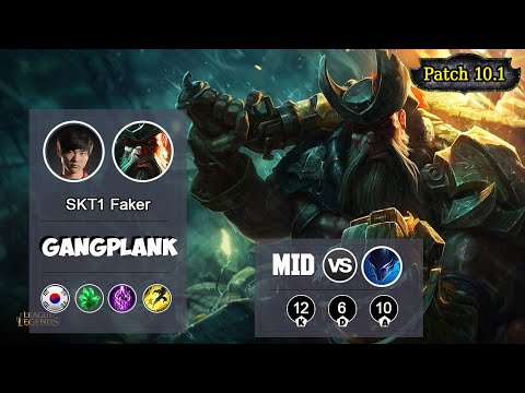 FAKER Gangplank MID VS Nocturne | LOL | S10 KR D2 - Full Gameplay