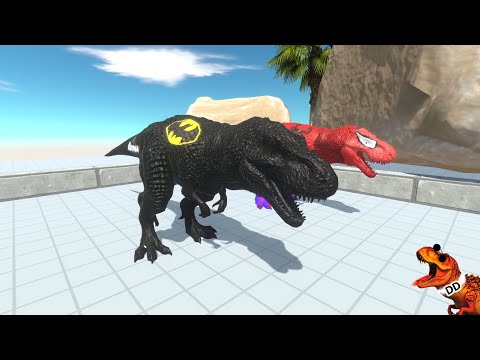 Tyrannosaurus Batman vs Tyrannosaurus Spidermat zig zag DEATH RUN Animal Revolt Battle Simulator