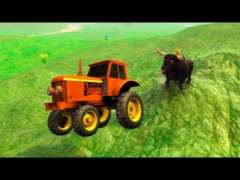 El pollito y el Tractor de la Granja "Escapando del Toro y del Pollito"