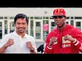 MANNY PACQUIAO SIZES UP YORDENIS UGAS FOR FIRST TIME AT GRAND ARRIVAL IN LAS VEGAS AHEAD OF FIGHT