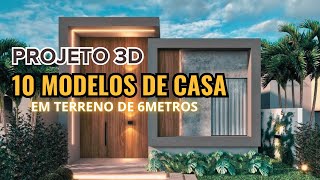 FACHADA DE CASA EM TERRENO DE 6METROS DE FRENTE