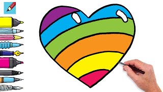 How to Draw a Rainbow Heart Real Easy for Valentines