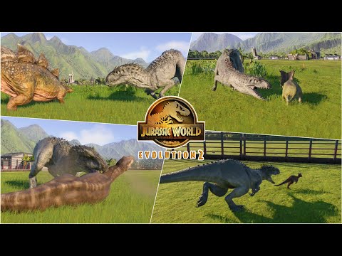 BATTLE DINOSAURS - INDOMINUS REX VS HERBIVORES DINOSAURS - Jurassic World Evolution 2