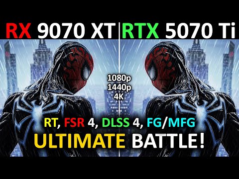 RX 9070 XT vs RTX 5070 Ti | 1080p, 1440p, 4K | RT + FSR 4 vs DLSS 4 + FG/MFG | Ryzen 7 9800X3D