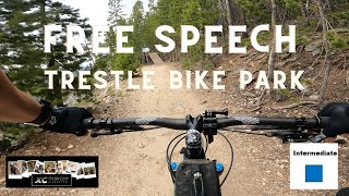 Fun little connector trail.  Good trail to get use to wood work elements.