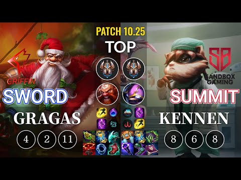 GRF Sword Gragas vs SB Summit Kennen Top - KR Patch 10.25