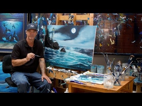 Wyland's Art Studio - MOONLIGHT LIGHTHOUSE