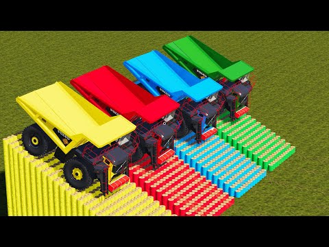 TRUCKS OF COLORS ! CORN CHAFF MAKING MEGA VOLVO TRUCKS ! Farming Simulator 19