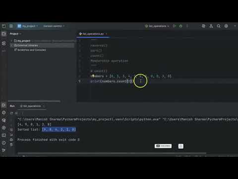 Python Class Operations In List Reverse Sort Count In Python Lecture 22 Education Python