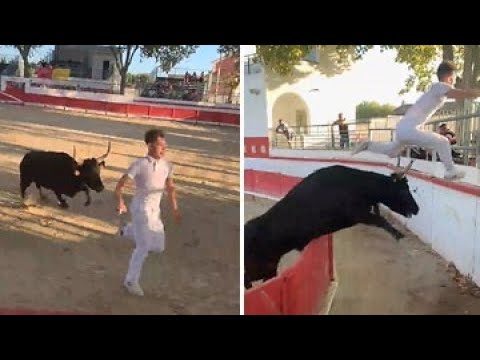 Bullfighter has terrifyingly close call with angry bull #Shorts