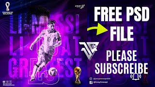 Messi Football Poster Free PSD File #trending #design #flyer #photoshop #video #ball #qatar #messi