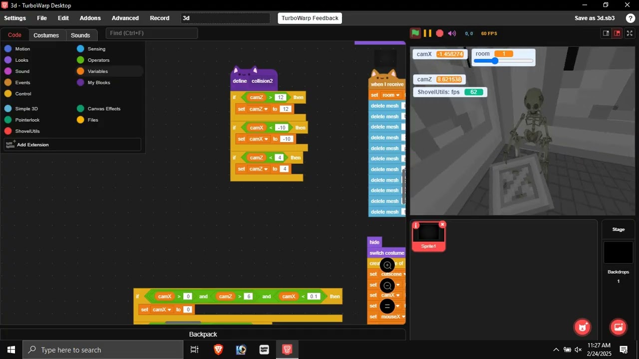 TurboWarp Simple3D COLLISION TUTORIAL!
