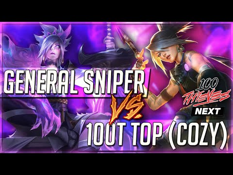 General Sniper VS 100 Thieves Next Top Laner! (Riven vs Akali Top Matchup)