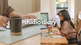 a day at the studio ☕️ meet the cozyleigh crew, new desk setup & our first cafe corner chat