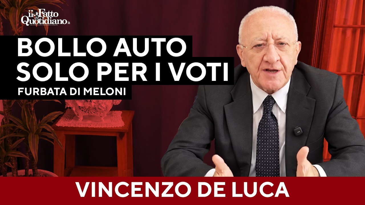 De Luca sul bollo auto: "Una furbata per prendere voti". E avverte: "Il Sud ci perderà"