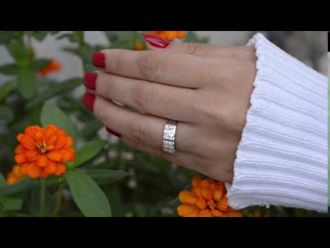 0.26 Ct. Three Row Bar Set Wedding Ring - TwoBirch TB-WR-0032-WG-E