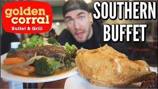 GOLDEN CORRAL AMERICAN BUFFET VS COMPETITIVE EATER | All You Can Eat Southern Food | Man Vs Food