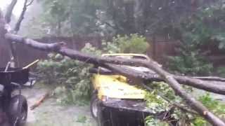 preview picture of video 'Video of bad storm that hit Newark NY..tree crushed suboataru'
