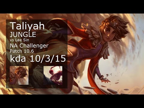 Taliyah Jungle vs Lee Sin - NA Challenger 10/3/15 Patch 10.6 Gameplay