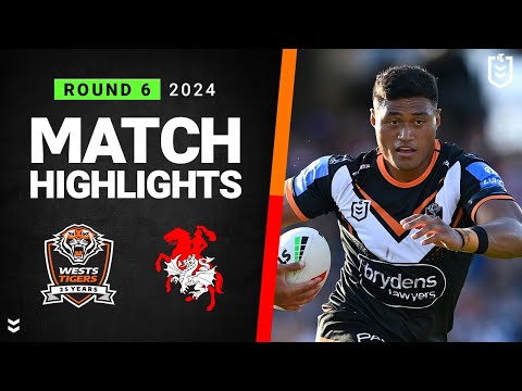 NRL Highlights | NRL 2024 | Wests Tigers v Dragons | Match Highlights