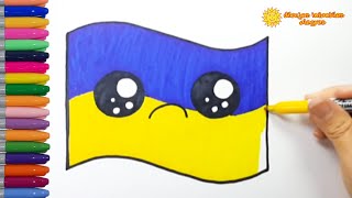 Dibujando la bandera de Ucrania para la infancia afectada por la invasión Ayuda a través de Unicef
