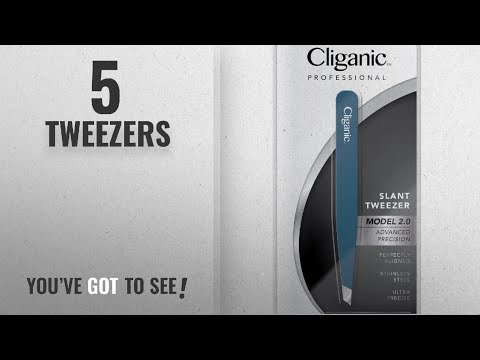 Top 10 Tweezers [2018]: Professional Eyebrow Tweezers Precision Slant Tip 2.0 BLUE (Improved Model)