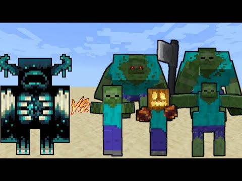Warden VS All Zombies / Minecraft Mob Battle