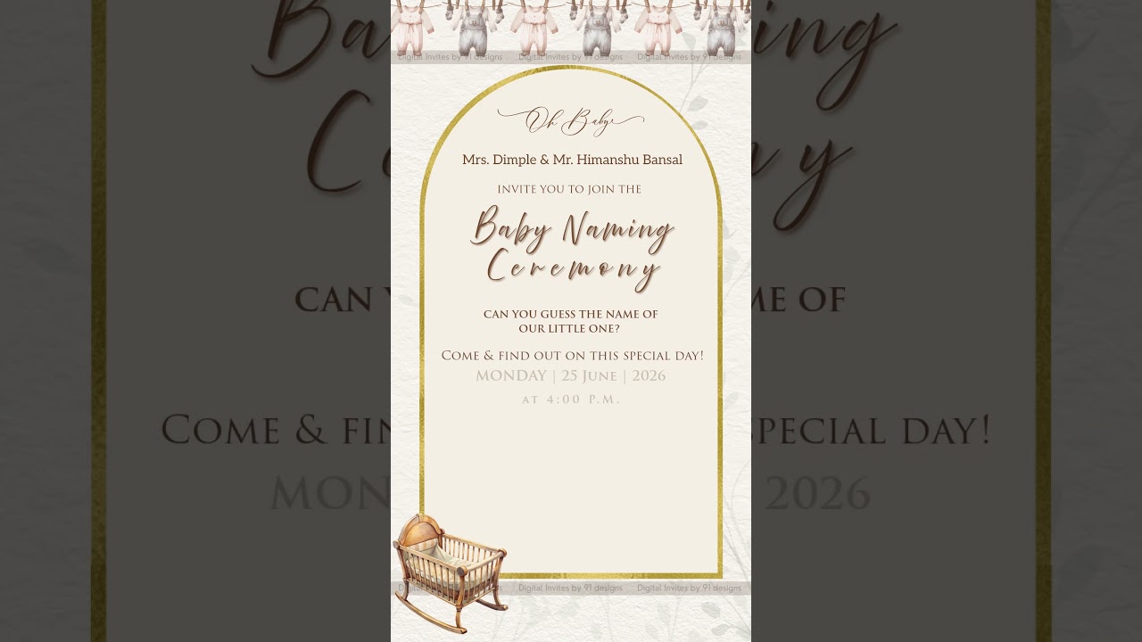 Pastel Pink Baby Naming Card
