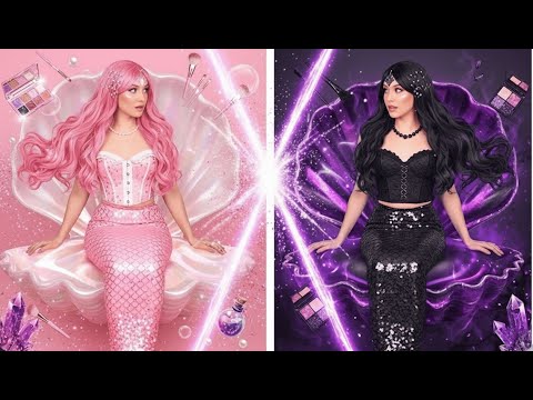 Pink Mermaid vs Black Mermaid ✨ Magical Makeover Face-Off!