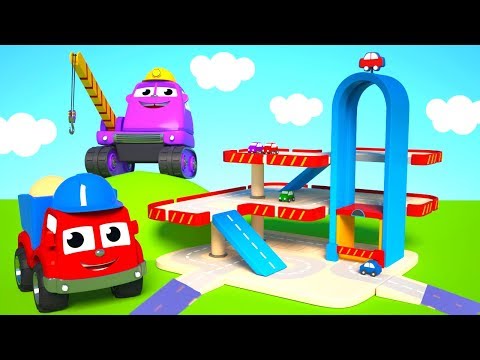 FRIENDS ON WHEELS EP5 - BUILDING A PARKING GARAGE WITH MIGHTY MACHINES FOR THE LITTLE CARS