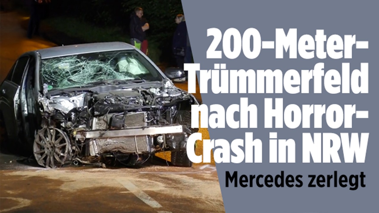 Mercedes zerlegt: 200-Meter-Trümmerfeld nach schwerem Unfall in NRW