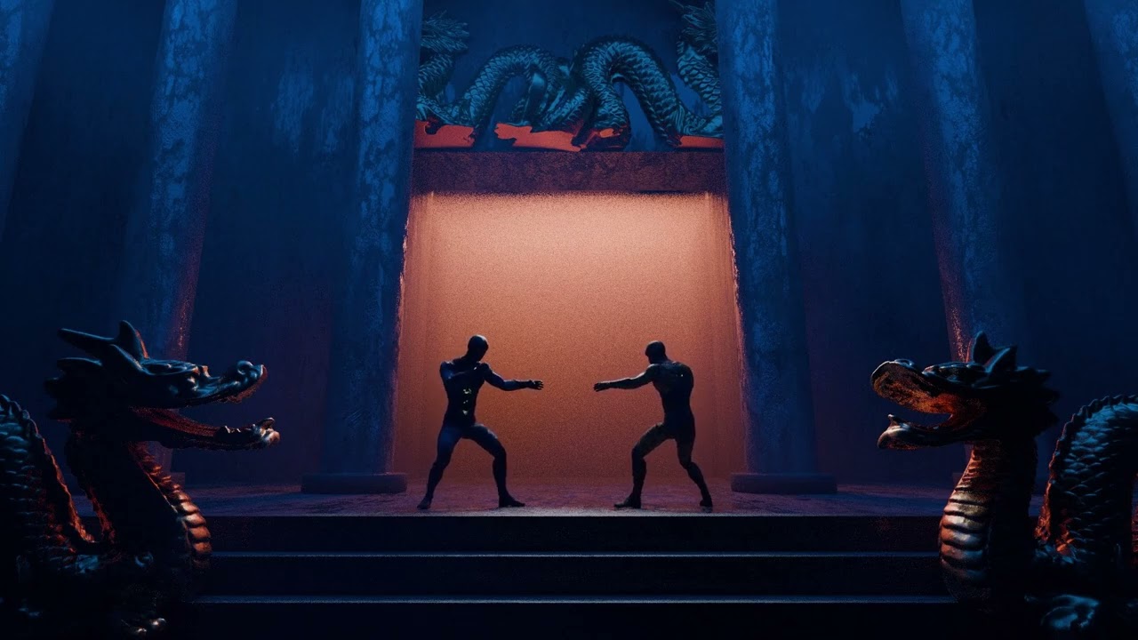 Ancient Dragon Temple Martial Arts Scene and Arena 3D Model